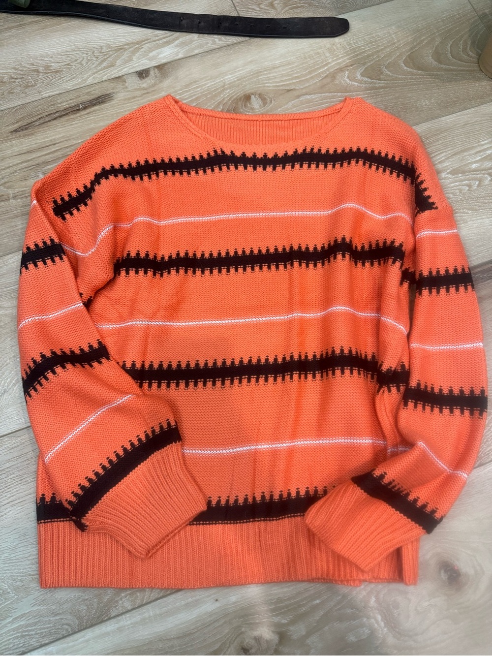 Men's Orange Striped Knit Sweater